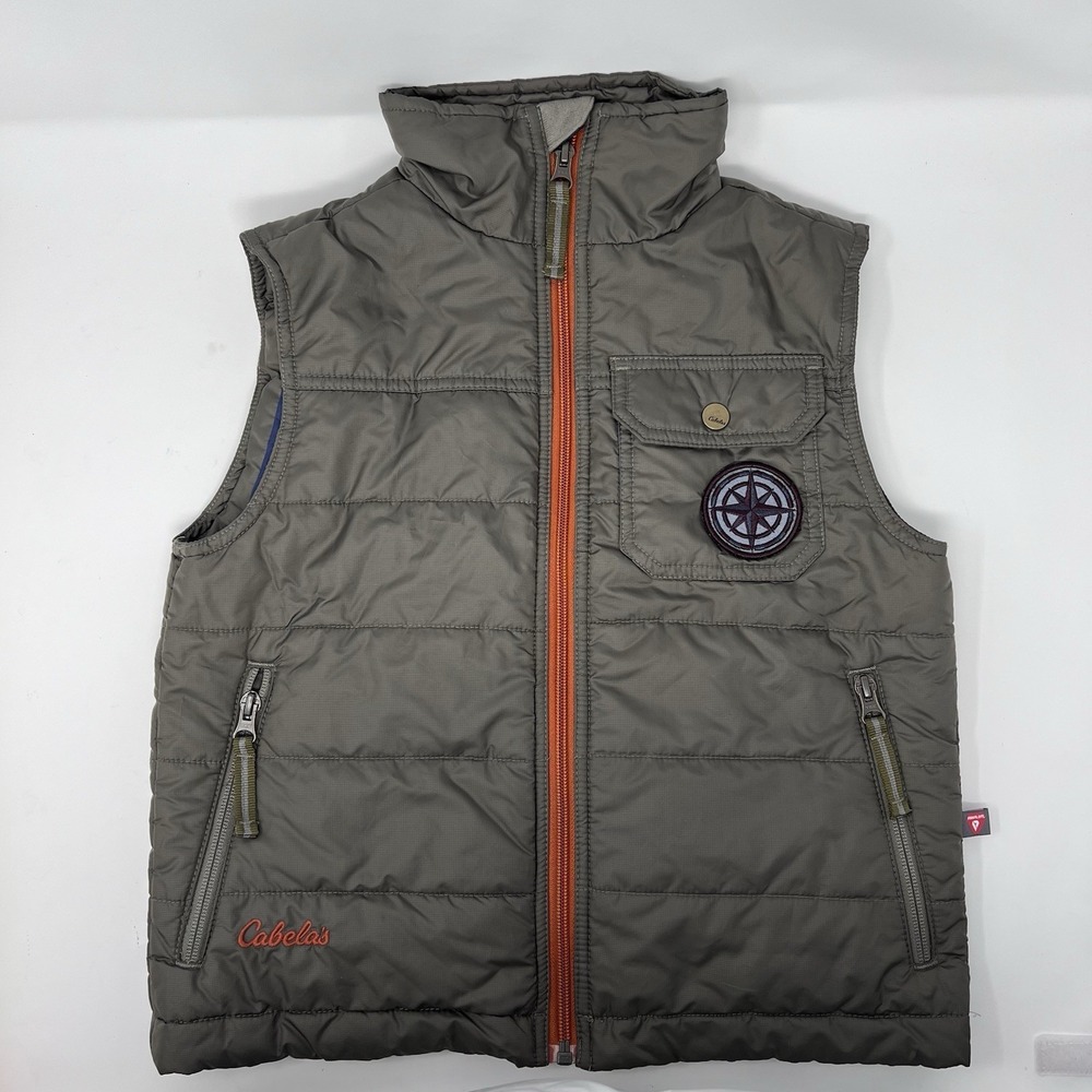 CABELAS Boys Vest Size XS Gunsmoke Gray Puffer Primaloft Insulation